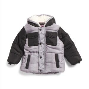 Ben Sherman Boys Puffer Jacket Coat Size 18M‎ Gray Black Hooded Winter